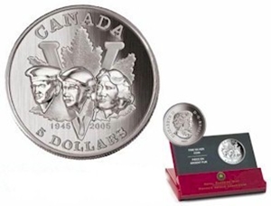 2005 $5 Fine Silver Coin – 60th Anniversary End of WWII